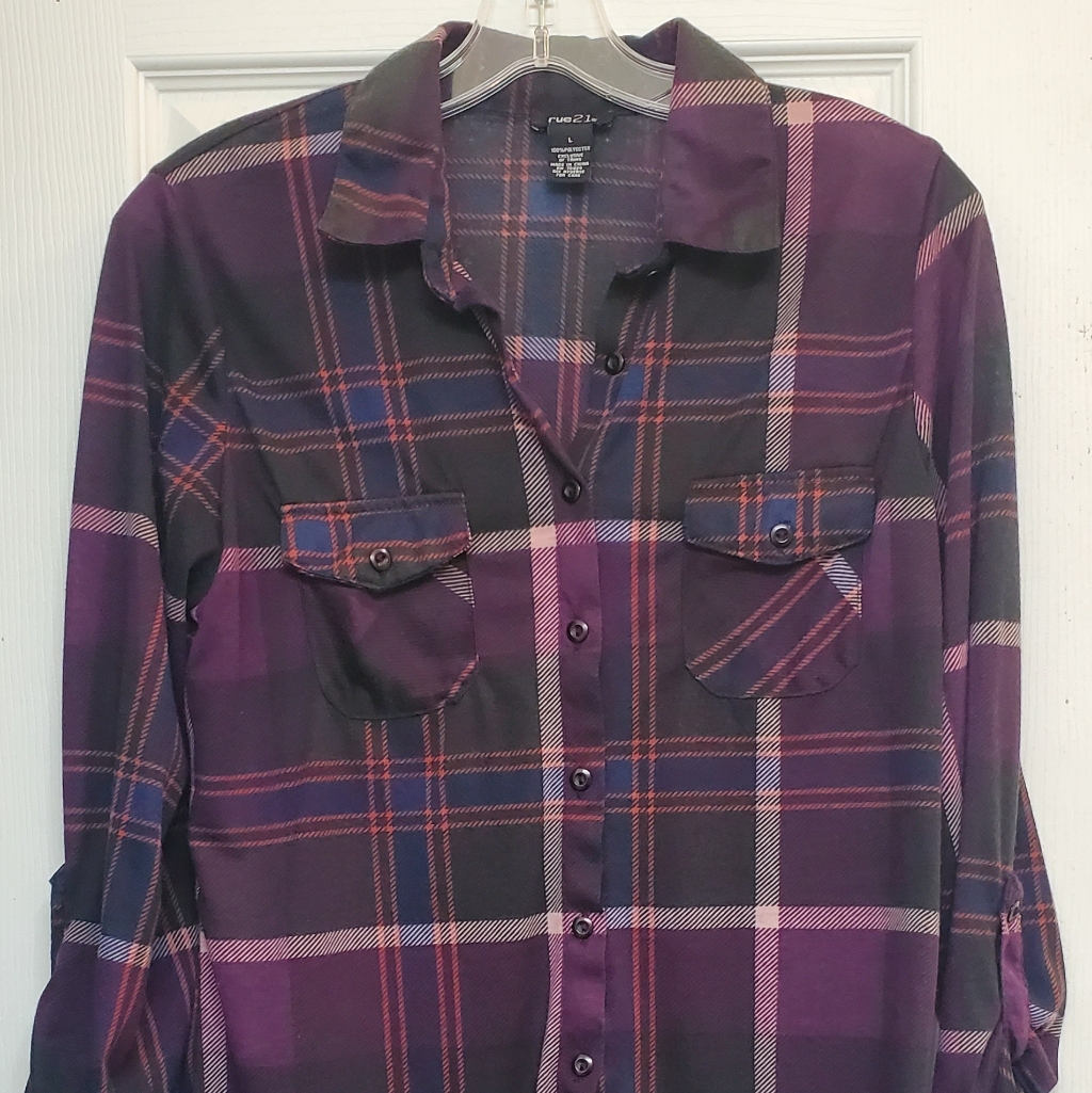 Euc Plaid Button Down